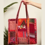Beautiful Red Silk Fabric Patchwork Quilted Shoulder Bags - Image 6
