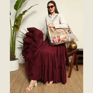 Beige Silk Fabric Patchwork Quilted Shoulder Bags Closure Zip Bags - Image 5