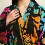 Black Mandala Printed Women Bath Robe Dress - Image 8