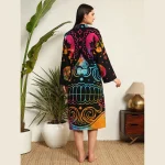Black Mandala Printed Women Bath Robe Dress - Image 7