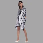 Black Tie Dye Rayon Kaftan Free Size Maxi Dress - Image 3