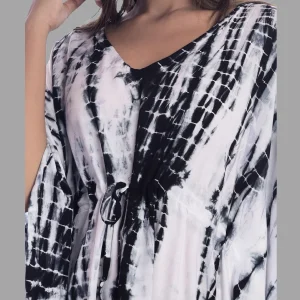 Black Tie Dye Rayon Kaftan Free Size Maxi Dress - Image 4
