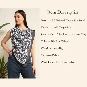Black White Zebra Printed Head Neck Scarf - Image 10