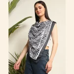 Black White Zebra Printed Head Neck Scarf - Image 3