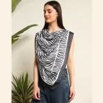 Black White Zebra Printed Head Neck Scarf - Image 4