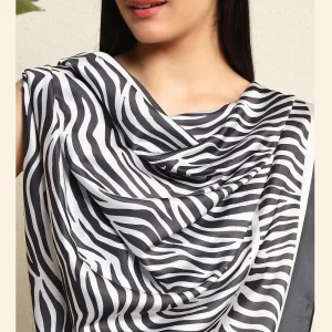 Black White Zebra Printed Head Neck Scarf - Image 8