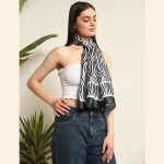 Black White Zebra Printed Head Neck Scarf - Image 2