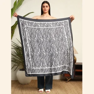 Black White Zebra Printed Head Neck Scarf - Image 7