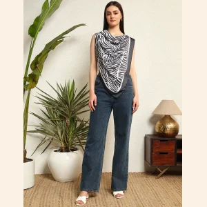Black White Zebra Printed Head Neck Scarf - Image 6
