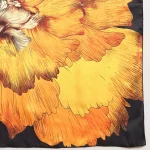 Black & Yellow Sunflower Print Crepe Silk Fabric Scarves - Image 8