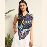 Blue Abstract Print Crepe Silk Scarf - Image 2