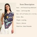 Blue Abstract Print Crepe Silk Scarf - Image 10