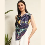 Blue Abstract Print Crepe Silk Scarf - Image 3