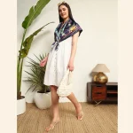 Blue Abstract Print Crepe Silk Scarf - Image 5