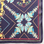 Blue Abstract Print Crepe Silk Scarf - Image 9