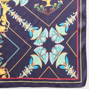 Blue Abstract Print Crepe Silk Scarf - Image 9