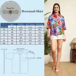 Blue Floral Print Oversized Casual Wear Shirt For Women's - Image 9