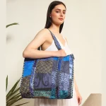 Blue Silk Patchwork Fabric Design Quilted Shoulder Bags - Image 2