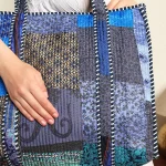 Blue Silk Patchwork Fabric Design Quilted Shoulder Bags - Image 6
