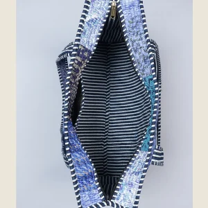Blue Silk Patchwork Fabric Design Quilted Shoulder Bags - Image 7