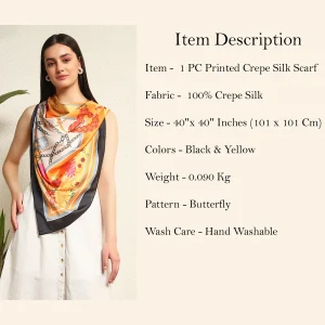 Butterfly Printed Square Satin Silk Scarf/Hijab - Image 10