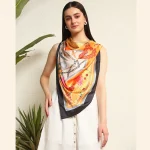 Butterfly Printed Square Satin Silk Scarf/Hijab - Image 2