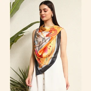 Butterfly Printed Square Satin Silk Scarf/Hijab - Image 4