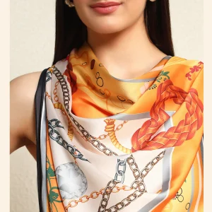 Butterfly Printed Square Satin Silk Scarf/Hijab - Image 8
