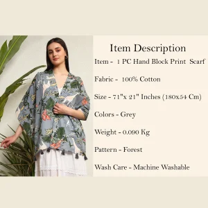 Gray Forest Print Scarf For Women's - Image 9