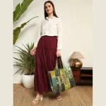 Green Patchwork Quilted Cotton Tote Bag For Women's - Image 4