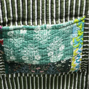Green Patchwork Quilted Cotton Tote Bag For Women's - Image 10