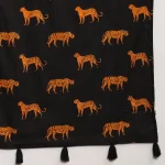 Hand-Block Black Tiger Printed Cotton Scarf - Image 8