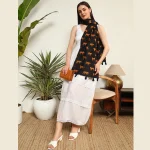 Hand-Block Black Tiger Printed Cotton Scarf - Image 6