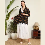 Hand-Block Black Tiger Printed Cotton Scarf - Image 5