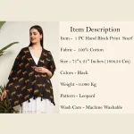 Hand-Block Black Tiger Printed Cotton Scarf - Image 9