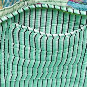 Handmade Green Silk Fabric Patchwork Quilted Handbag - Image 10