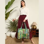 Handmade Green Silk Fabric Patchwork Quilted Handbag - Image 5