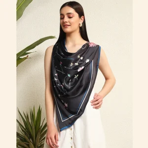 I Like Floral Print Satin Silk Wraps Scarves - Image 3