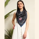 I Like Floral Print Satin Silk Wraps Scarves - Image 4