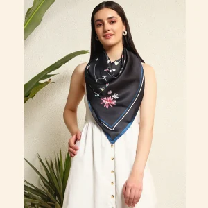 I Like Floral Print Satin Silk Wraps Scarves - Image 4