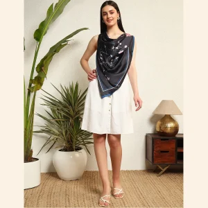 I Like Floral Print Satin Silk Wraps Scarves - Image 7