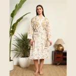 Indian Gold Ombre Mandala Print Cotton Kimono Robe - Image 2