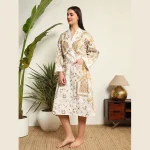 Indian Gold Ombre Mandala Print Cotton Kimono Robe - Image 3