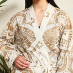 Indian Gold Ombre Mandala Print Cotton Kimono Robe - Image 7