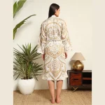 Indian Gold Ombre Mandala Print Cotton Kimono Robe - Image 8