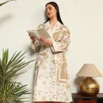 Indian Gold Ombre Mandala Print Cotton Kimono Robe