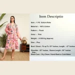 Indian Handmade Pink Floral Print Cotton Robe - Image 9