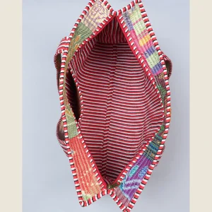 Indian Patchwork Quilted Silk Tote Bag (Multicolor) - Image 5