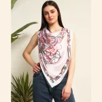Luxury Octave Marsal Printed Satin Silk Fabric Scarf