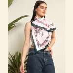 Luxury Octave Marsal Printed Satin Silk Fabric Scarf - Image 2
